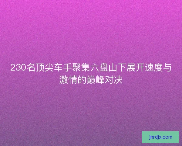 230名顶尖车手聚集六盘山下展开速度与激情的巅峰对决