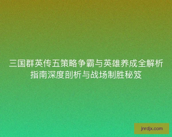 三国群英传五策略争霸与英雄养成全解析指南深度剖析与战场制胜秘笈