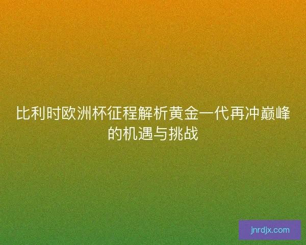 比利时欧洲杯征程解析黄金一代再冲巅峰的机遇与挑战