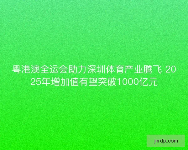 粤港澳全运会助力深圳体育产业腾飞 2025年增加值有望突破1000亿元
